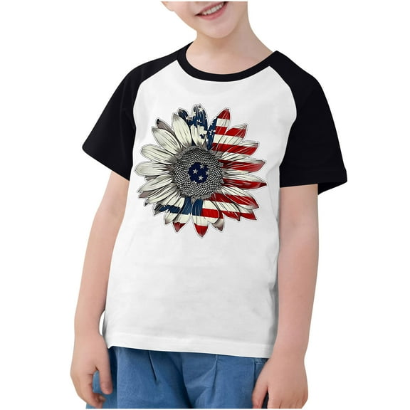 ZACPNCV Flag Shirt for Kids Boys USA Flag T-Shirt 4th of July Shirt Patriotic Tee Tops Independence Day Gifts Black 5-6 Years