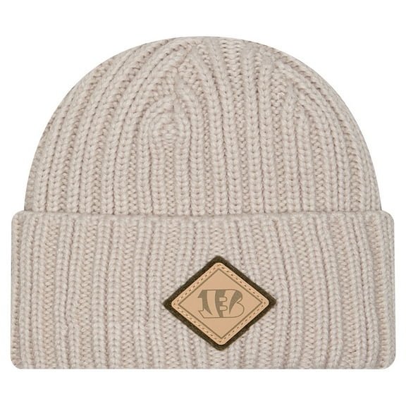 Men's New Era Light Beige Cincinnati Bengals Logo Applique Cuffed Knit Hat