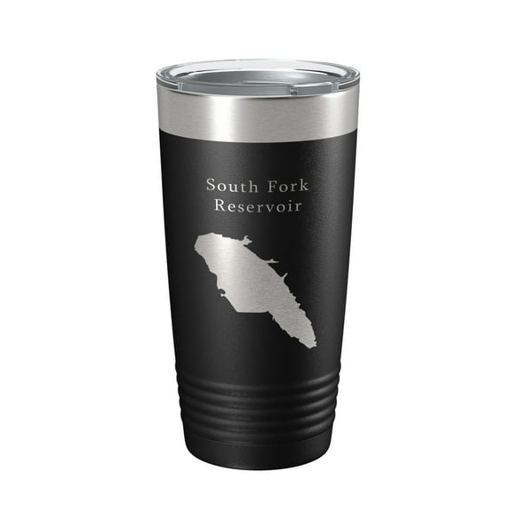 South Fork Reservoir Tumbler Lake Map Travel Mug Insulated Laser Engraved Coffee Cup Nevada 20 oz Black