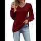 thumbnail image 2 of Blusas Elegantes e Informales para Mujer, con Cuello en V y Lunares, de Larga Vino Tinto XXL, 2 of 9