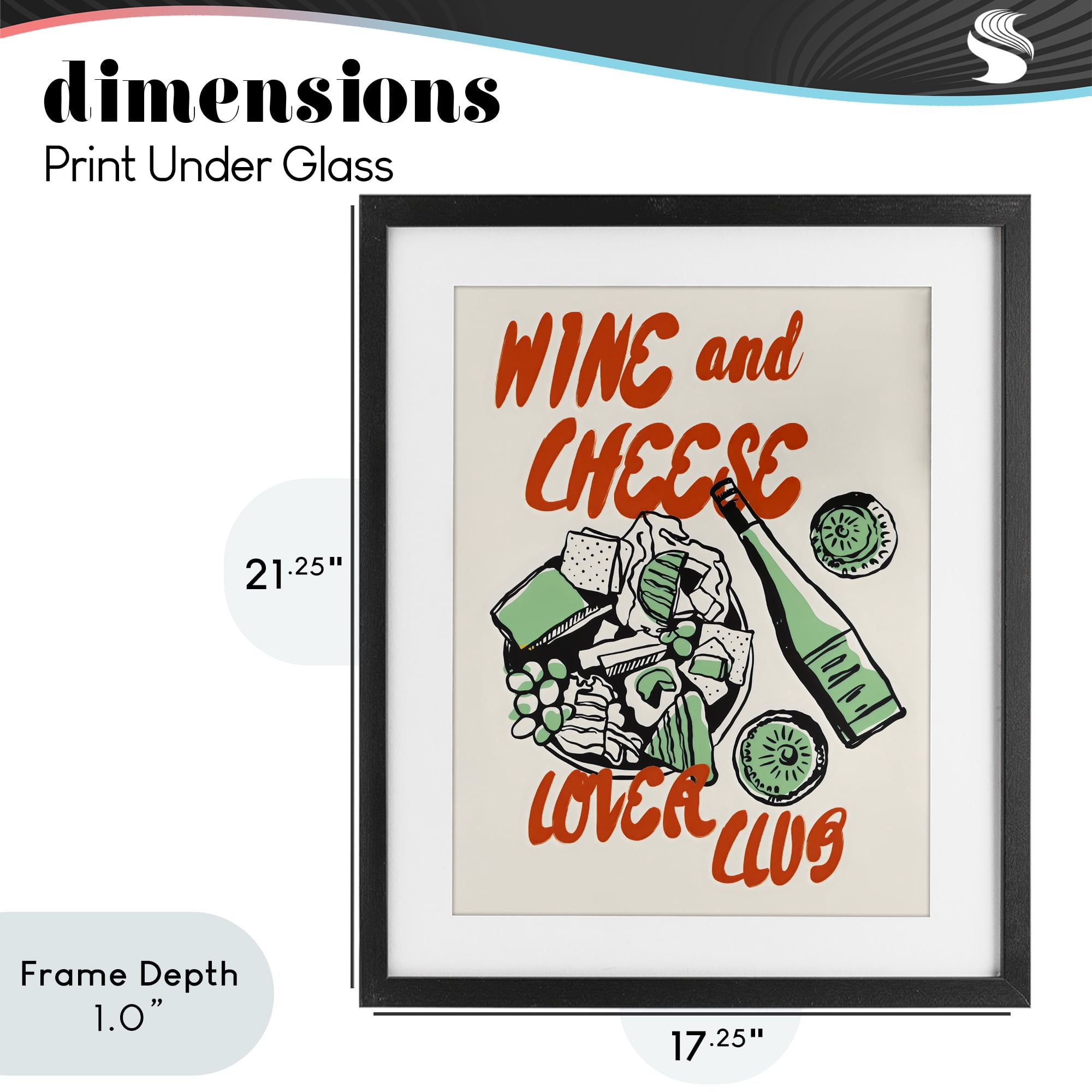Stupell Industries Wine & Cheese Lover Club Black Framed Print Under Glass, design by The Prints Vibe