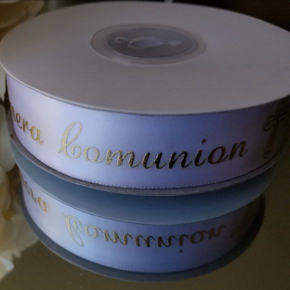 HLONK Ruban Satin 7/8”25Yds Métallique” Mi Primera Comunion”/1ère Communion