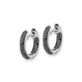 thumbnail image 4 of 2/5 Carat (Ctw) Black Diamond In-and-Out Hoop Earrings in 10K White Gold for Women, 4 of 6