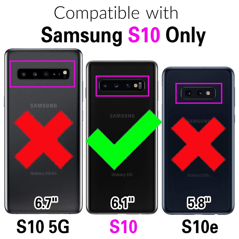 Asuwish Phone Case for Samsung Galaxy S10 Wallet Cover With Tempered Glass Screen Protector Crossbody Wrist Strap Flip Pattern Zipper Credit Card Holder Stand Cell S 10 Edge 10S GS10 X10 Women Black