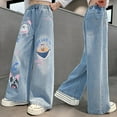 thumbnail image 2 of RUTAYY Toddler Girlss Bowknot Jeans Wide Leg Flare Cargo Jeans Boot Cut Bottom Denim Pants Baggy Blue Jeans For Girls Trouser Comfort Infants Pants, 2 of 4