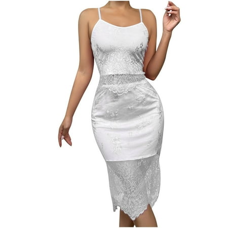DISKEBUISS Lingerie for Women Lace Spaghetti Strap Solid Color Sexy Sleepwear Size S-XL