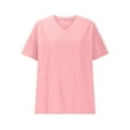 thumbnail image 4 of Olyvenn Womens Oversized Tshirts Deep V Neck Drop Shoulder Short Sleeve Tops Summer Casual Loose Fit Tunic Tee Shirt Pink S, 4 of 6