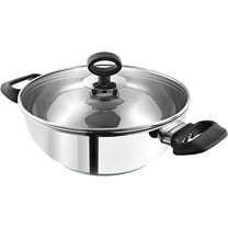 Vinod Stainless Steel Induction Based Kadai | Deluxe Wok with Glass Lid | Sandwich Bottom | 26cm Capacity | 3.8 Liters (4.1 Quarts) | Multi-Use Pot | Suitable for Cooking, Gravy, Stews