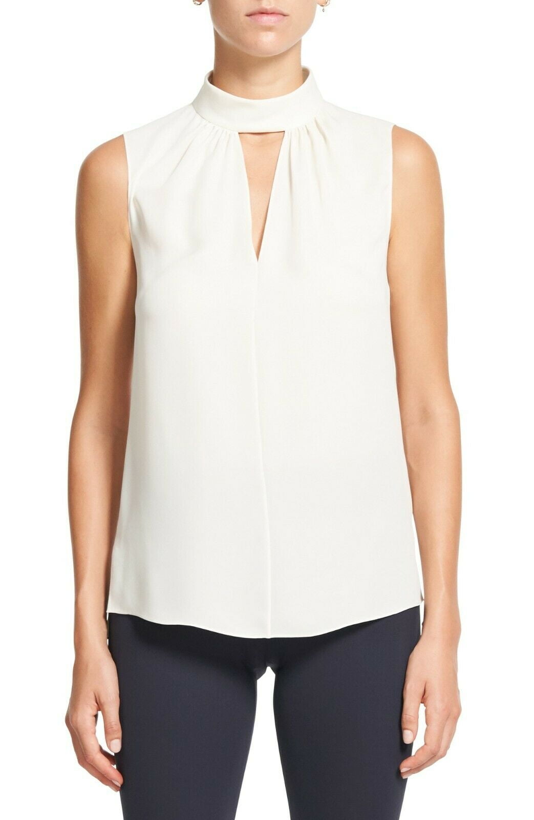 Neck Band Sleeveless Silk Shell Blouse 