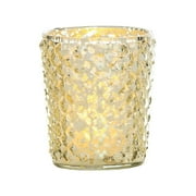 Luna Bazaar Vintage Mercury Glass Candle Holder (3-Inch, Zariah Design, Gold) - For Use with Tea Lights - For Home Decor, Parties, and Wedding Decorations