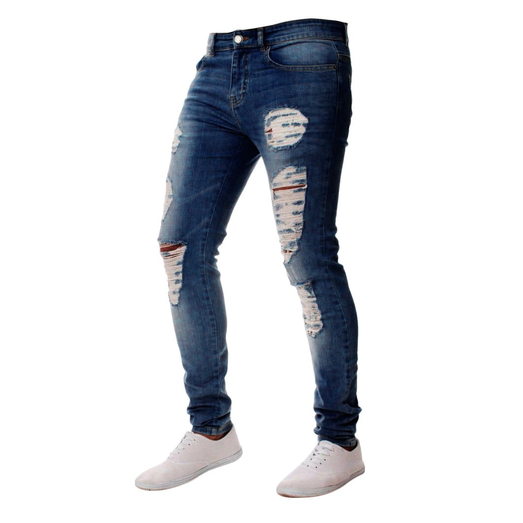 distressed zipper jeans