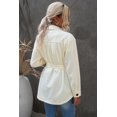 thumbnail image 1 of ABPHQTO Abrigo de mujer con botones y solapa beige con bolsillos en el pecho, 1 of 5