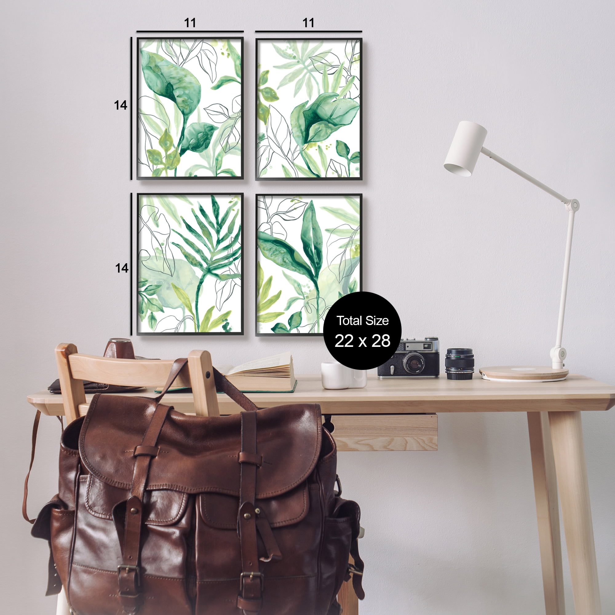 Stupell Industries Varied Green Tropical Plant Leaves Botanical & Floral Painting Black Framed Art Print Wall Art, Set of 4