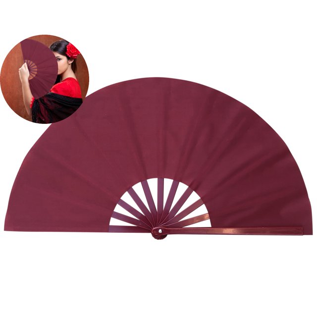 Dvruxg Large Folding Hand Rave Fan - Vibrant Nylon Cloth for Kung Fu, Tai Chi, Dance, Music Festivals, Parties & Decorations