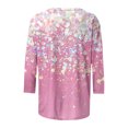 thumbnail image 5 of Ecqkame Women's 3/4 Sleeve Crew Neck Button T Shirts Print Lightweight Pullover Summer Tops Going Out Tops for Women A-Pink XL on Clearance, 5 of 5