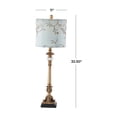 thumbnail image 4 of DecMode Antique Style Floral Gold Buffet Lamp with Blue Fabric Shade (2 Count), 4 of 10