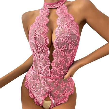 Midwennn Women Fashion Bodysuit Lingerie Roleplay Lingerie Sexy Women Red Plaid Lace Lingerie Satin Chemise Lingerie for Women plus Size Satin Chemise Long
