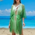 thumbnail image 2 of Feancey Womens Cardigan Cover Up Open Front Hollow Out Bikini Swimsuit Coverups Fashion Fringe Kimono Cover Ups with Belt Green Free Size, 2 of 7