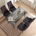 thumbnail image 4 of NORDICANA 5 Pieces Kitchen Table Set for 4, Grey Glass Dining Table Set, 51" Oblong Dinner Table and 4 PCS Dining Chairs Upholstered Velvet Accent Chairs with Metal Legs for Home, Kitchen, 4 of 8