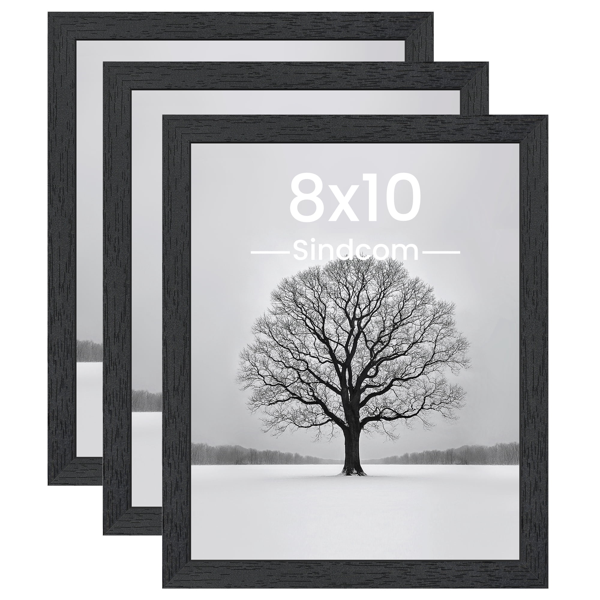Sindcom 8x10 Wooden Picture Frames, Wall Gallery Photo Frames, Black Poster Frames, Set of 3