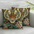 thumbnail image 3 of Orinice  Tiger Pillow Cover Set  Chinoiserie Animal Print Tiger Stripe Cotton Decorative Throw Pillow Case Cushion Cover for Bedroom Sofa Living Room Couch Chair Office, 3 of 5