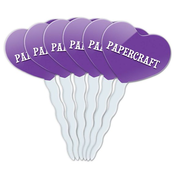 Papercraft Heart Love Cupcake Picks Toppers - Set of 6