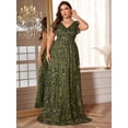 thumbnail image 4 of AURA Plus Size Sequin V Neck Evening Dress Women Elegant Party Long Formal Gown, 4 of 7