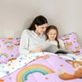 thumbnail image 5 of Feelyou Kawaii Fox Purple Full Size Comforter Sets for Kids, Dreamy Cartoon Animal Bedding Comforter Set, Rainbow Flower Floral Reversible Bedding Sets, Super Cozy Room Decor, 3pcs, 5 of 8