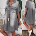 thumbnail image 2 of AOOCHASLIY Summer Clothes Womens Dresses Women's Plus Size Asymetric Denim Dresses Batwing Short Sleeve Knee Length Dress, 2 of 8