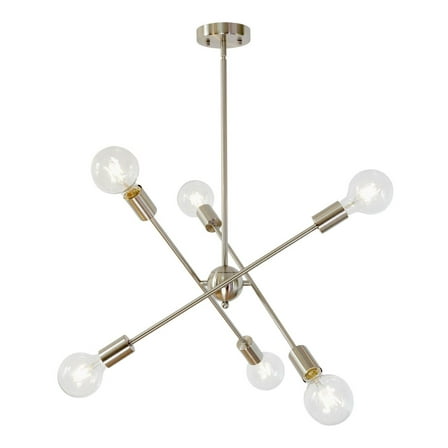 Modern Sputnik Chandelier Lighting 6 Lights Brushed Chandelier Century Pendant Lighting Ceiling Light Fixture for Hallway Bar Kitchen Dining Room