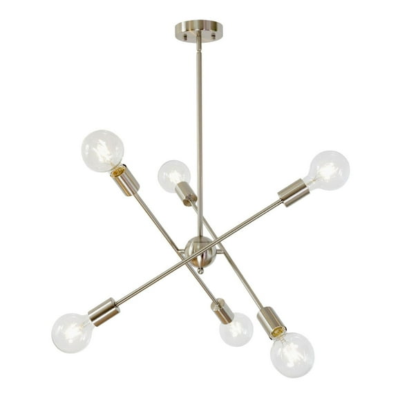 Modern Sputnik Chandelier Lighting 6 Lights Brushed Chandelier Century Pendant Lighting Ceiling Light Fixture for Hallway Bar Kitchen Dining Room