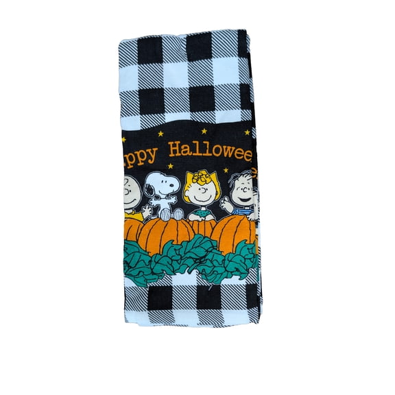 Peanuts 2 Pack 100% Cotton Kitchen Towels Halloween Black Plaid