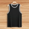 thumbnail image 7 of Striped Tank Top Men Ribbed Sleeveless T Shirts Color Block Trim Slim Fit Tank Top Workout Basketball Gym Shirt With Curved Hem L Black, 7 of 7