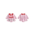 thumbnail image 2 of Miaouyo Infant Baby Girl Christmas Romper Dress 0 3 6 12 18 Months Plaid Print Santa Tree Embroidery Jumpsuit Long Sleeve Doll Collar Bodysuit, 2 of 9