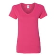 thumbnail image 1 of Gildan Ladies Heavy Cotton V-Neck T-Shirt, L, Heliconia, 1 of 1