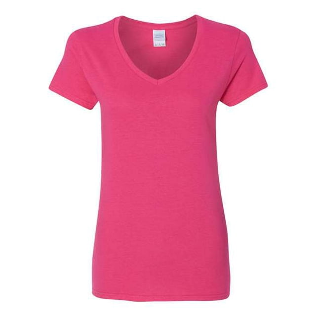 Gildan Ladies Heavy Cotton V-Neck T-Shirt, L, Heliconia
