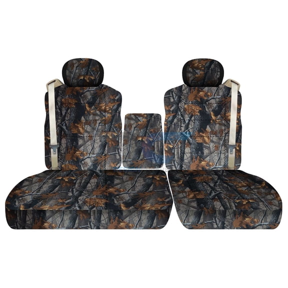 Fits 2001-03 Ford F-150 Camo Seat Covers 40/60 Bench Opening Cons,2HR,Int Seat Belts:Gray Real Tree