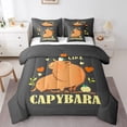 thumbnail image 1 of YST Capybara Ensemble de Literie 7 Pcs Animal de Dessin Animé Lit en Sac, Complet, 1 of 5