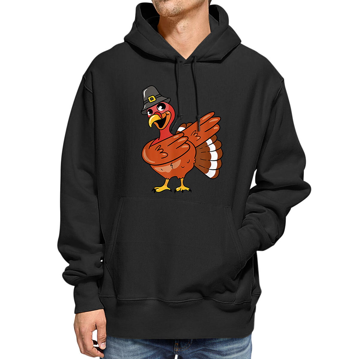 Thanksgiving Day Turkey Womens Long Sleeve Pullover Hooded Sweatshirt Top Hoodie with Fleece Lining 