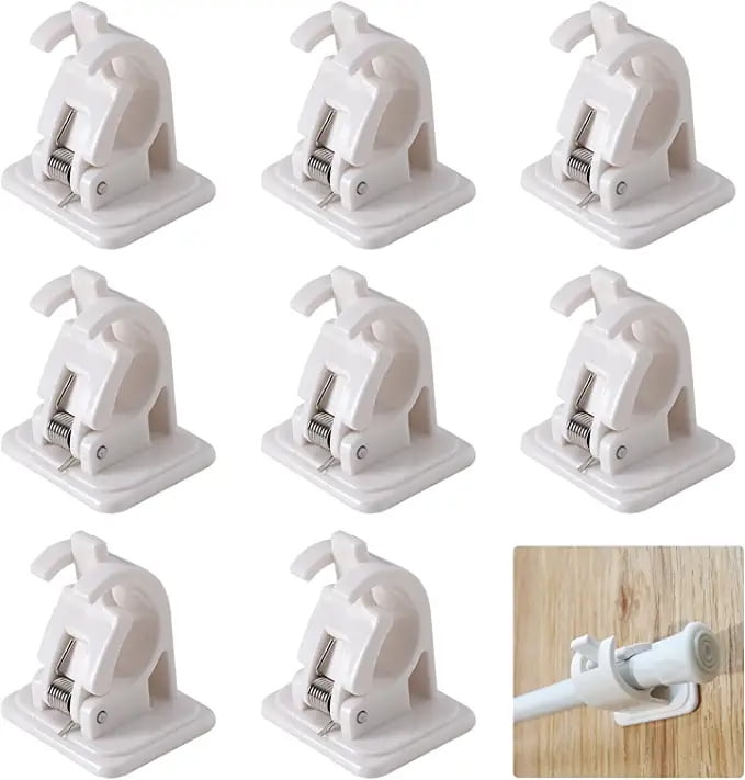 Curtain Rod Holder, 8 Pieces Curtain Holder Cross Rod Hook Self