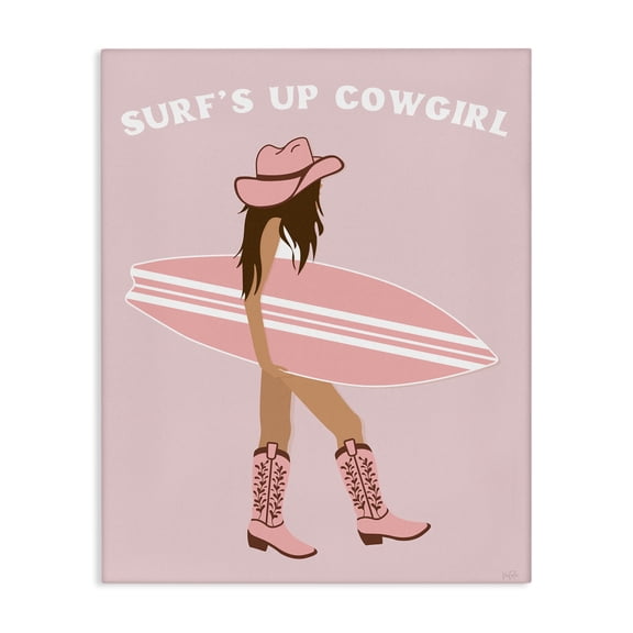 Stupell Industries Coastal Surf's Up Cowgirl Canvas Art, 16 x 20, by Natalie Carpentieri