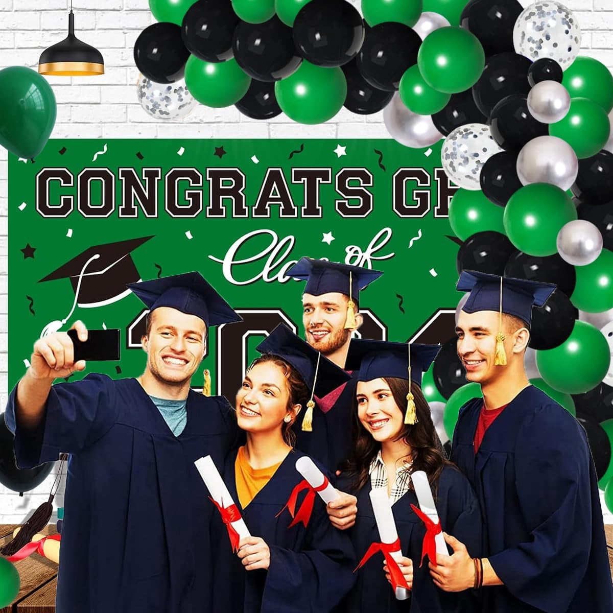 Dark Green Black Silver Balloon Garland Arch - Dark Green Black Balloons Green Silver Balloons Footaball Balloons for Birthday Baby Shower 2025 Graduation Retirement Football Party Decorations