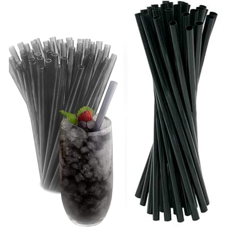 Plastic Straws, Pack of 500, (4 mm Diameter), Black Plastic Straws