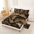 thumbnail image 2 of Feelyou Rustic Outdoor Bass Fishing Full Size Sheets for Men Boys, Country Woodland Animal Bed Sheets, Brown, 4-Piece, 2 of 5