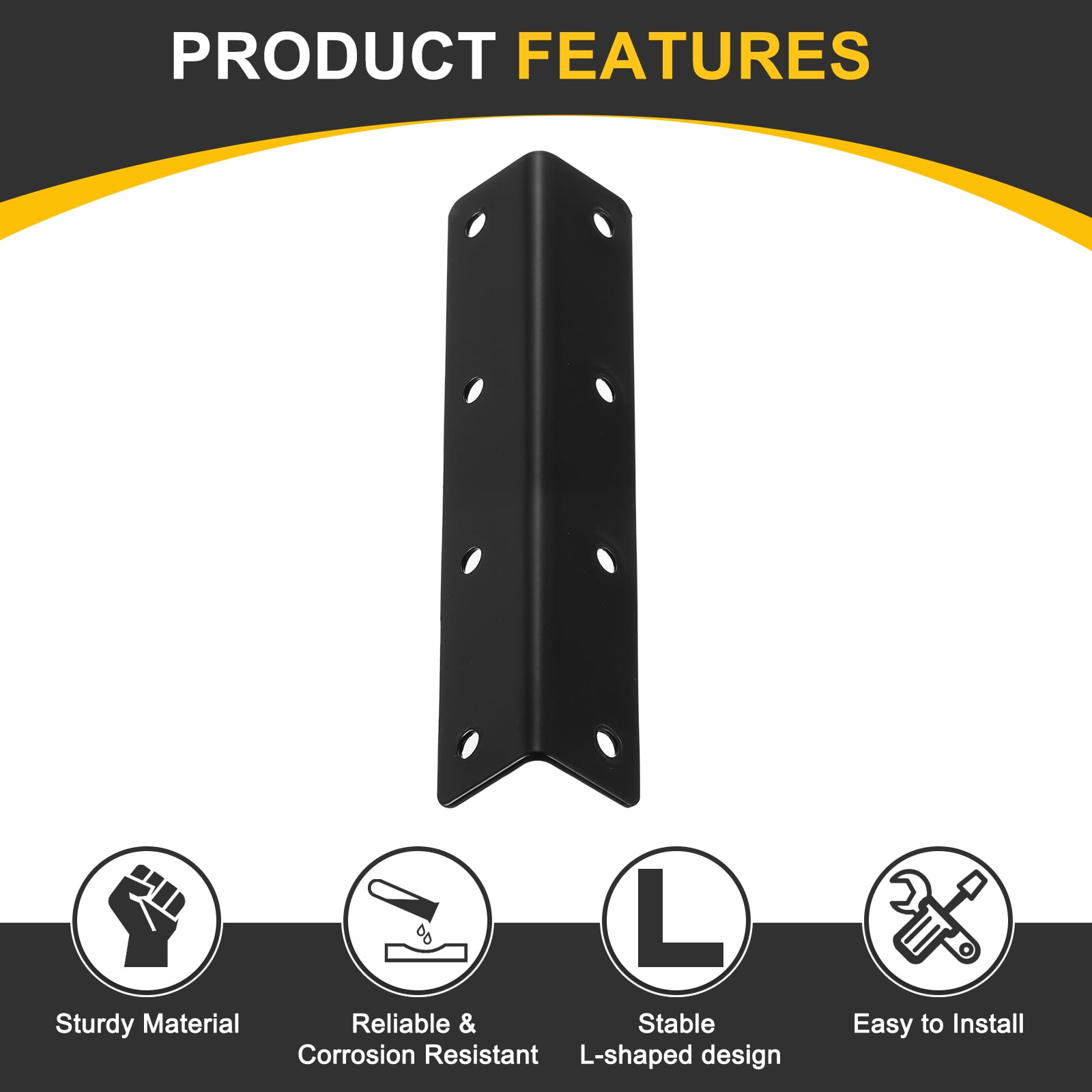 4Pcs L-Shaped Brackets Corner Brace, 0.98"x0.98"x5.51" Corner Bracket Shelf Bracket Right Angle Brackets for Wood Shelves Furniture (25x25x140mm, Black)