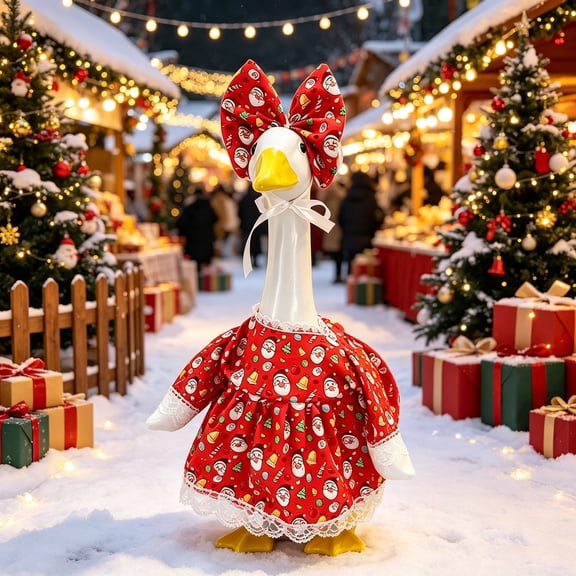 Sruoe Christmas Porch Goose Outfits, 23 Inch Porch Goose Clothes, Goose Clothes Dress, Duck Sculpture Clothes for Lawn Statue Cement Statue Yard Patio Party Decoration