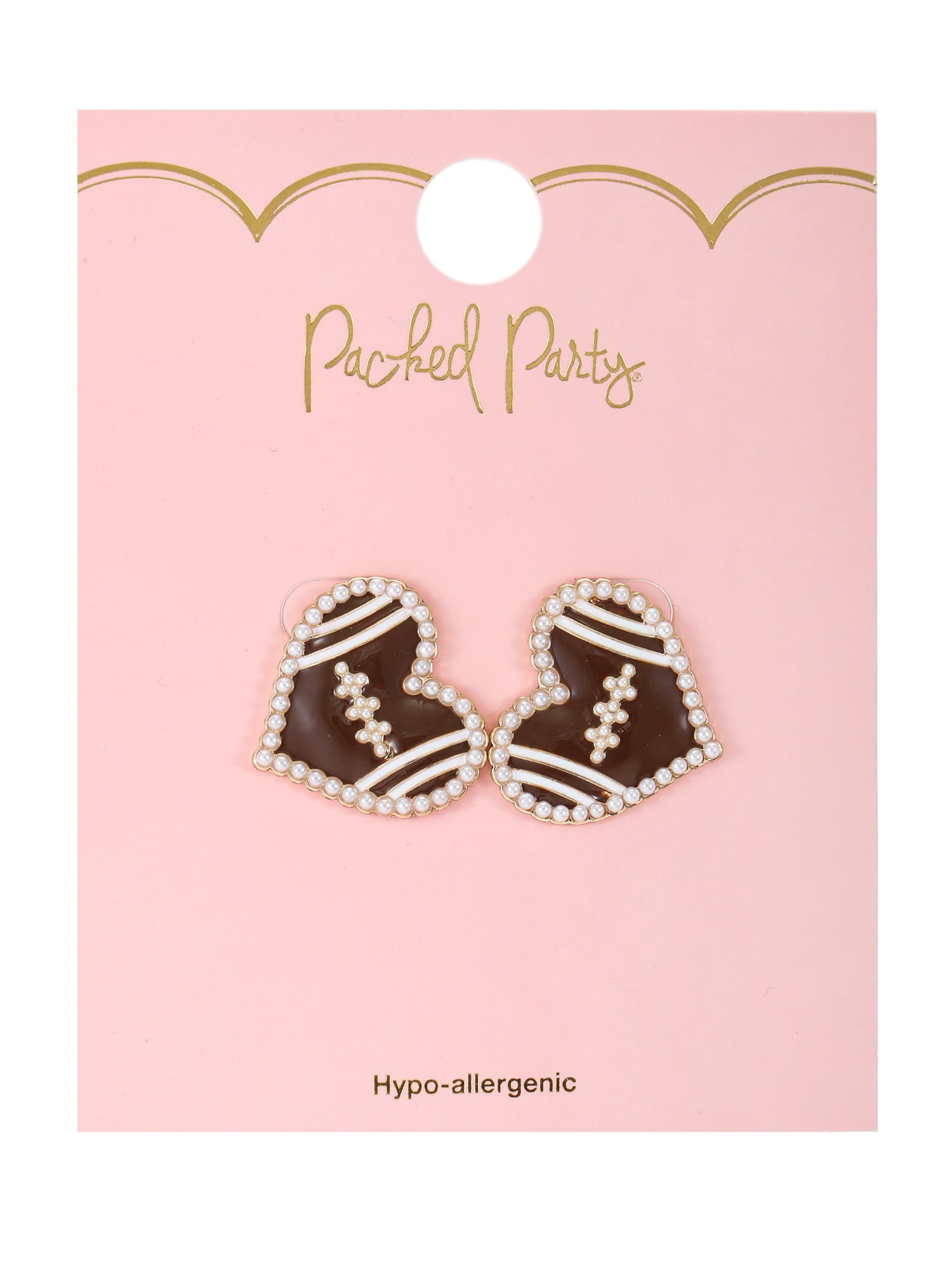 Packed Party Women's Football Heart Stud Earrings, 1 Pair