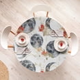 thumbnail image 4 of Ambesonne Boho Fitted Round Tablecloth, Bohemian Crescent Moon Flowers, 45"- 56" Diameter, Dark Blue Grey Amber, 4 of 5