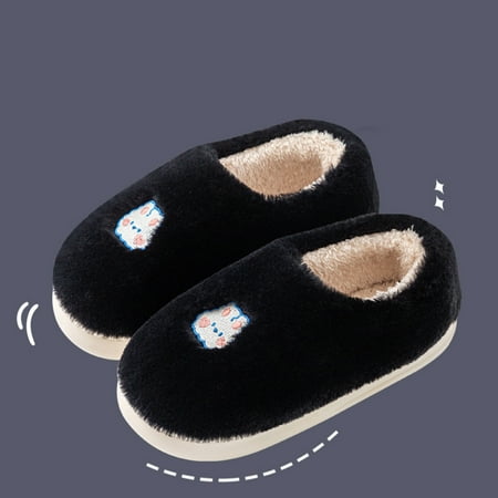 

Women Slippers Autumn And Winter Fashion Cute Cartoon Animal Cow Rabbit Comfort Warm Slip On Black 6