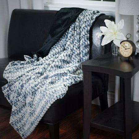 Somerset Home Plush Striped Embossed Faux Fur Mink Throw